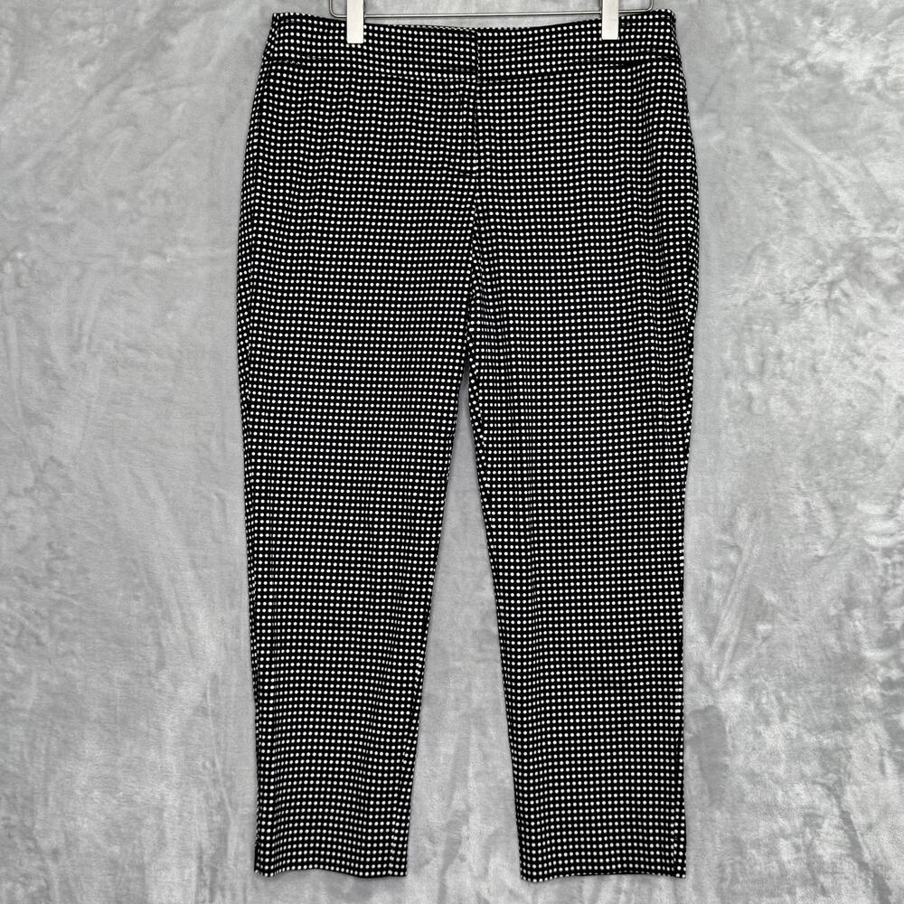 Talbots Signature Pants Womens 8P Black White Polka Dot Cropped Trousers Petites